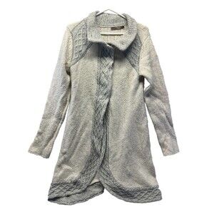 Prana Sweater Woman’s Medium Cream Gray Angelica Cardigan Long Line Duster Knit